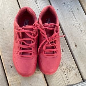 Skechers Vibrant Red Lace-Up Sneakers